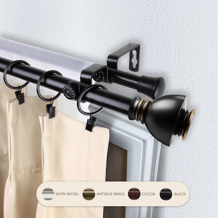 Kd 0.8125 in. Kingsly Double Curtain Rod with 48 to 84 in. Extension, Black KD3726112